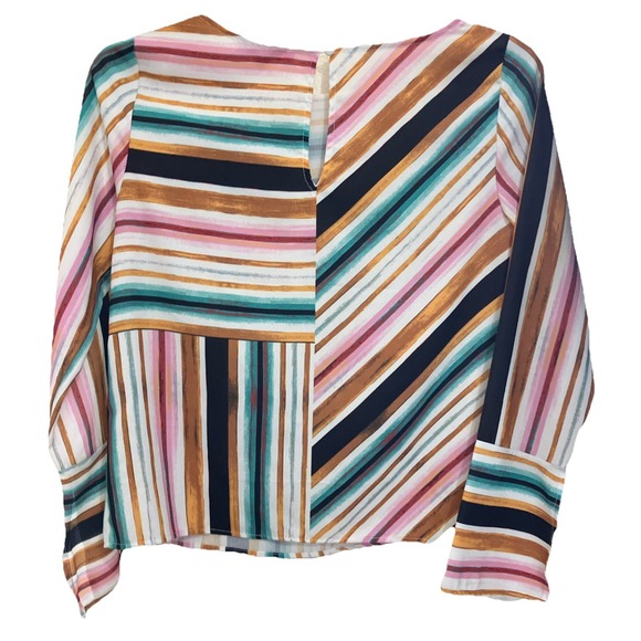 Jealous Tomato‎ Womens Blouse Multicolor Striped Long Sleeve Size Small - Picture 3 of 7